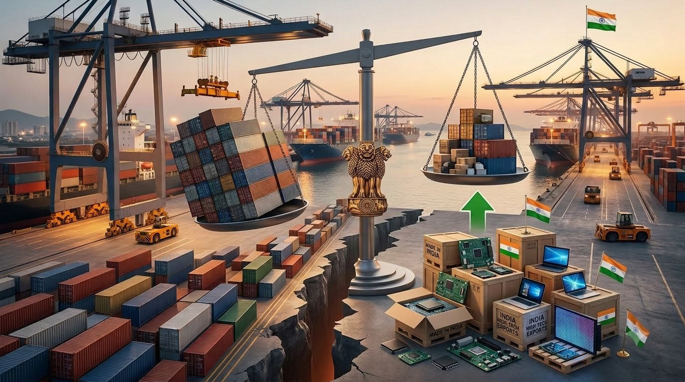 Indias Trade Deficit Widens by 31.5% to $15 Billion in July; Electronics Exports Increase Significantly