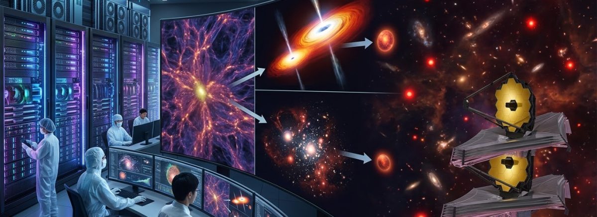 Japanese supercomputer simulations may clarify the origins of Webbs Little Red Dots.